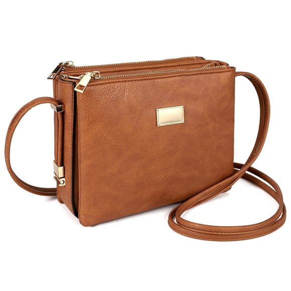 Handbags - Brown Faux Leather Crossbody Bag